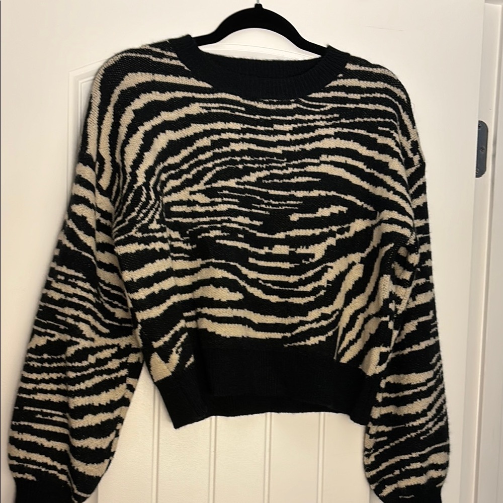 Zebra Print Black and Cream Sweater